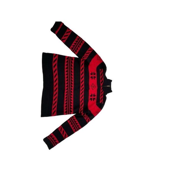 Vintage Chaps Nordic Sweater Womens Snowflake Pullover Top 1/4 Zip Black Red Si - Picture 5 of 15